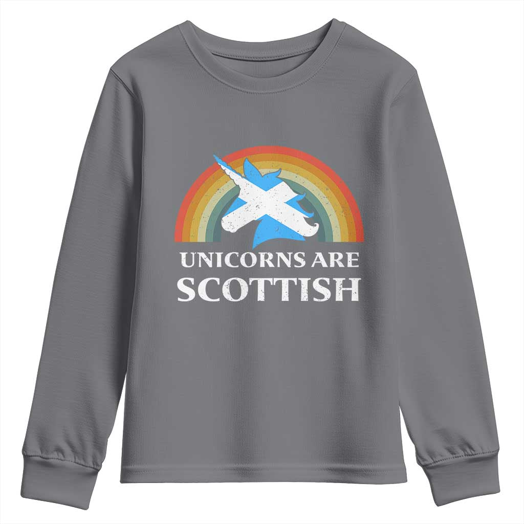 Funny Scotland Pride Unicorn Youth Sweatshirt Unicorns Are Scottish Rainbow