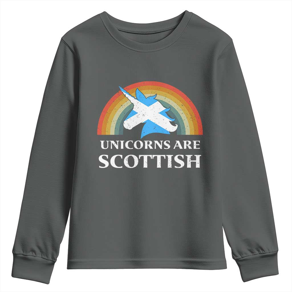 Funny Scotland Pride Unicorn Youth Sweatshirt Unicorns Are Scottish Rainbow