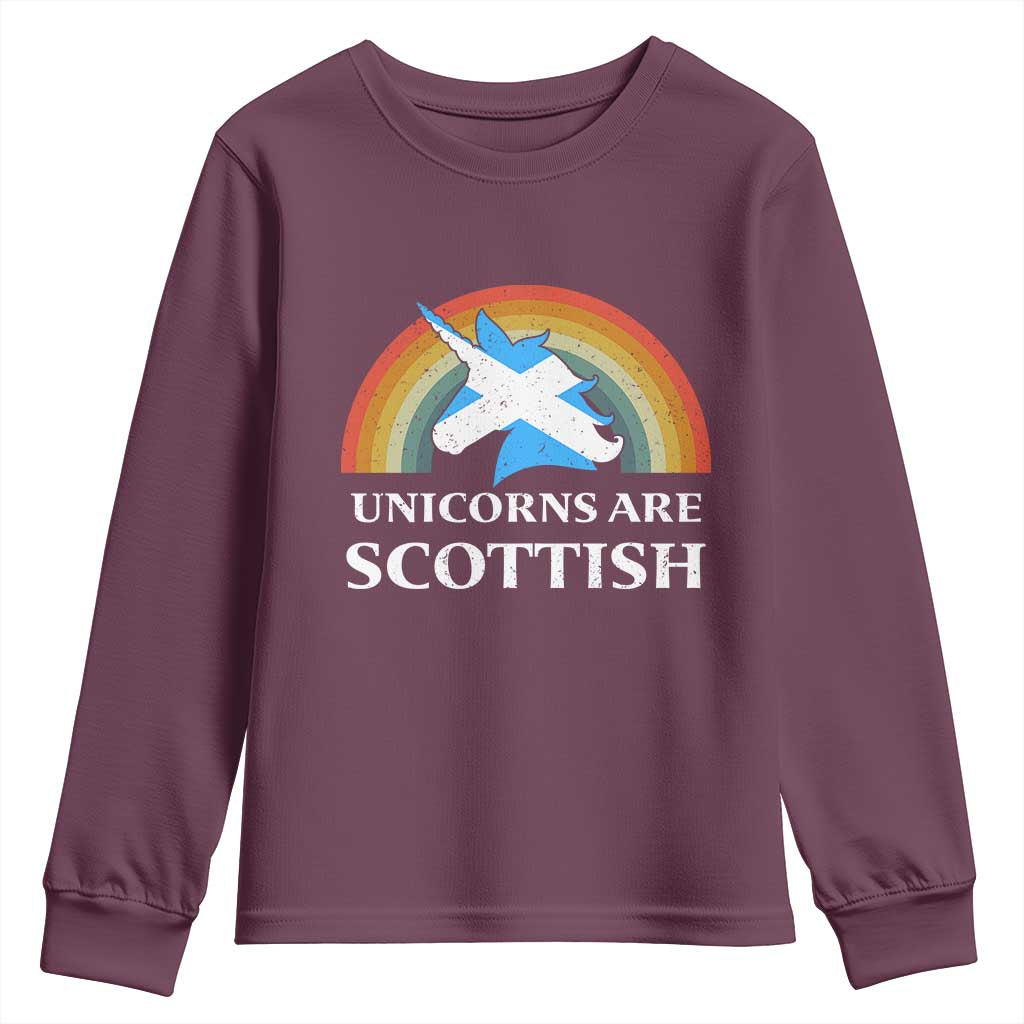 Funny Scotland Pride Unicorn Youth Sweatshirt Unicorns Are Scottish Rainbow