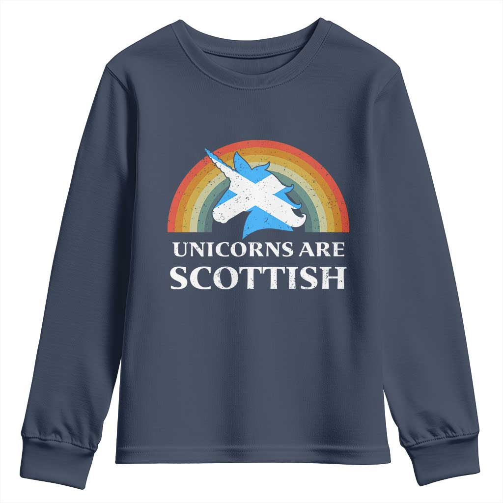 Funny Scotland Pride Unicorn Youth Sweatshirt Unicorns Are Scottish Rainbow