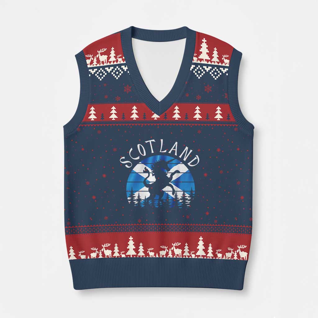 Funny Scotland Unicorn Scottish Flag Saltire V-Neck Knit Sweater Vest - Wonder Print Shop