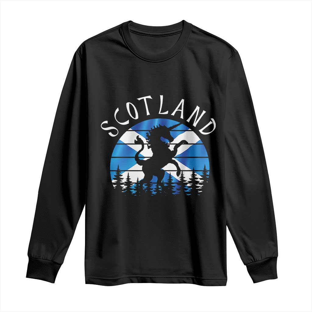 Funny Scotland Unicorn Scottish Flag Saltire Long Sleeve Shirt