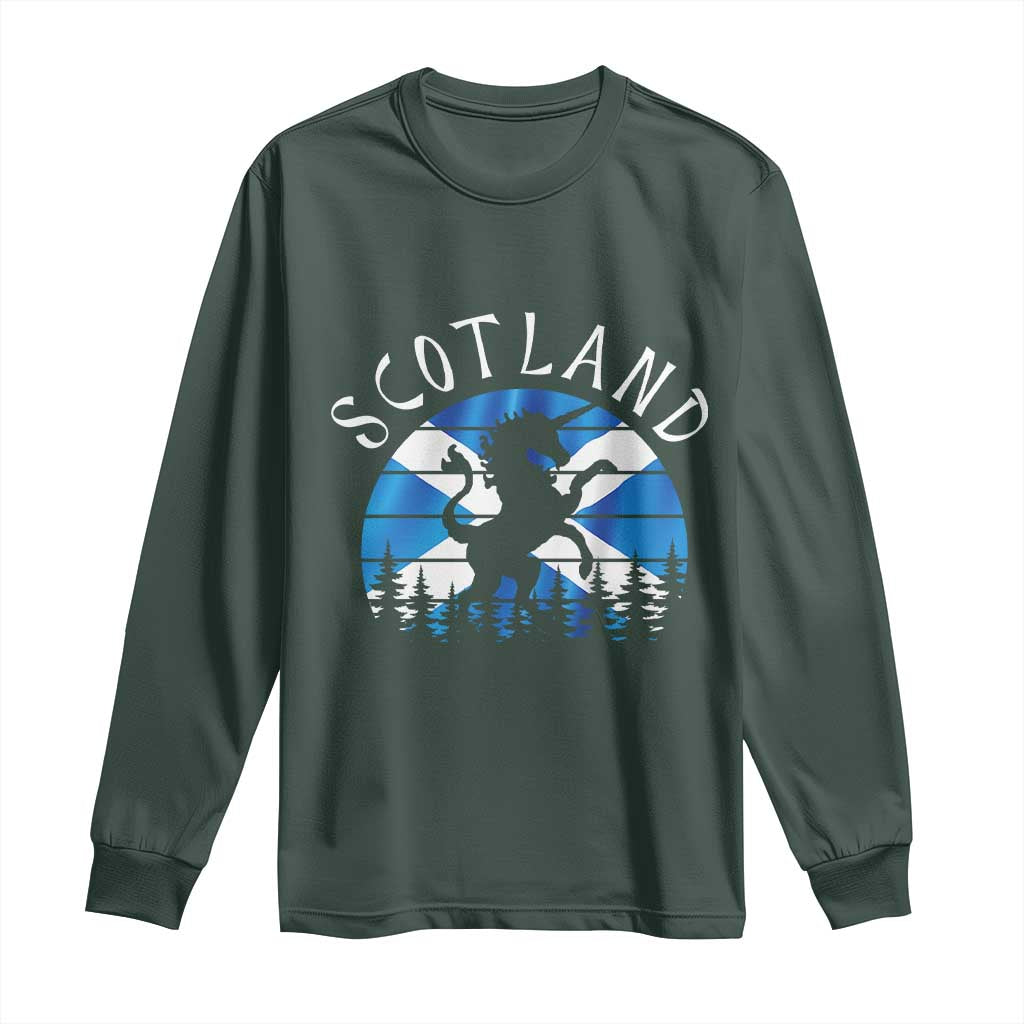 Funny Scotland Unicorn Scottish Flag Saltire Long Sleeve Shirt