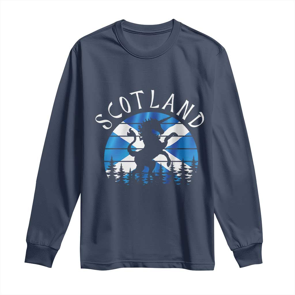 Funny Scotland Unicorn Scottish Flag Saltire Long Sleeve Shirt