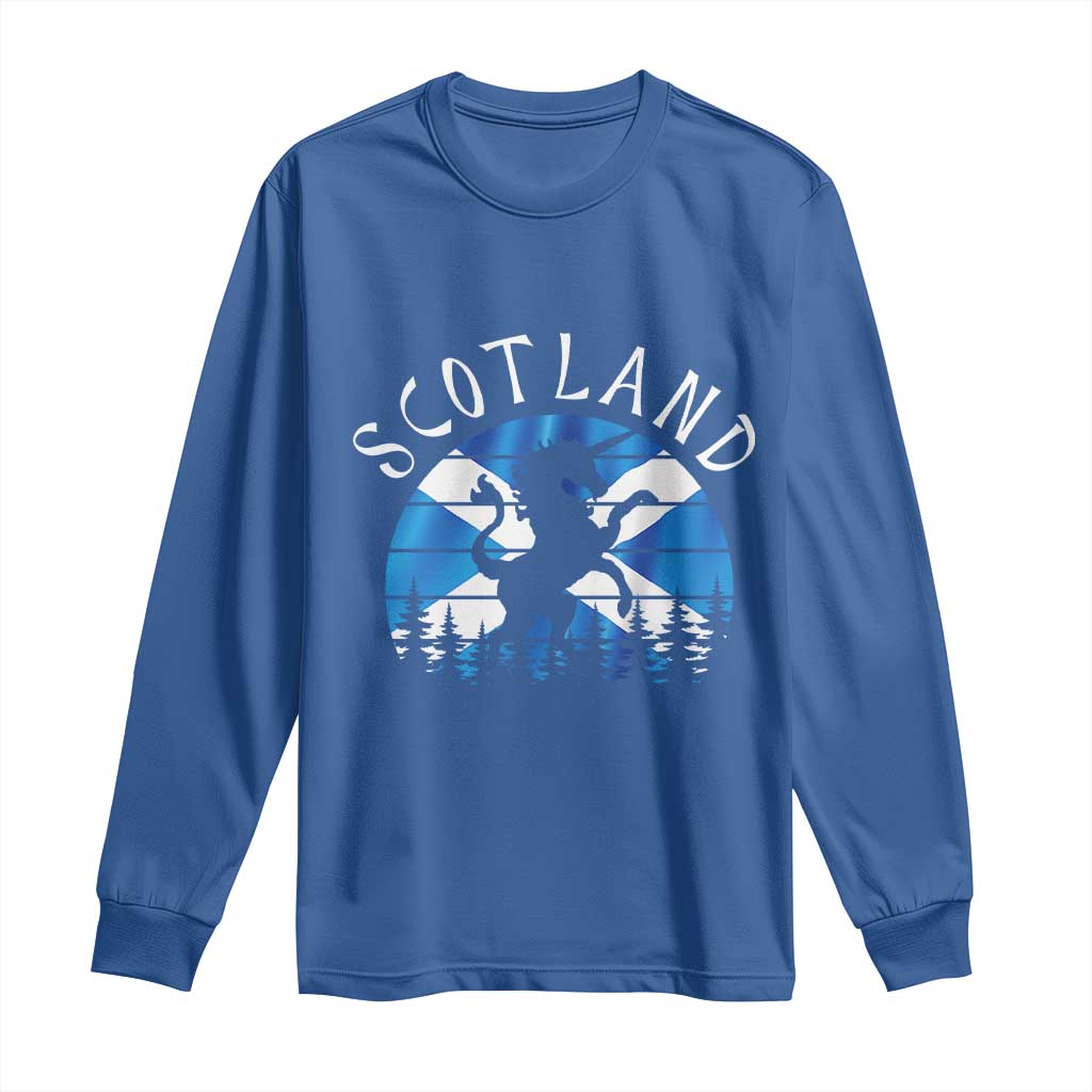 Funny Scotland Unicorn Scottish Flag Saltire Long Sleeve Shirt