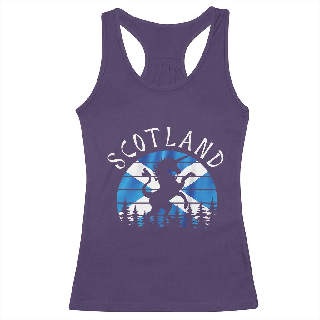 Funny Scotland Unicorn Scottish Flag Saltire Racerback Tank Top