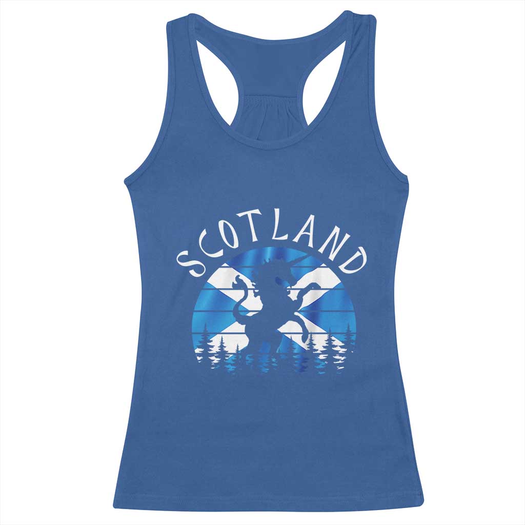 Funny Scotland Unicorn Scottish Flag Saltire Racerback Tank Top