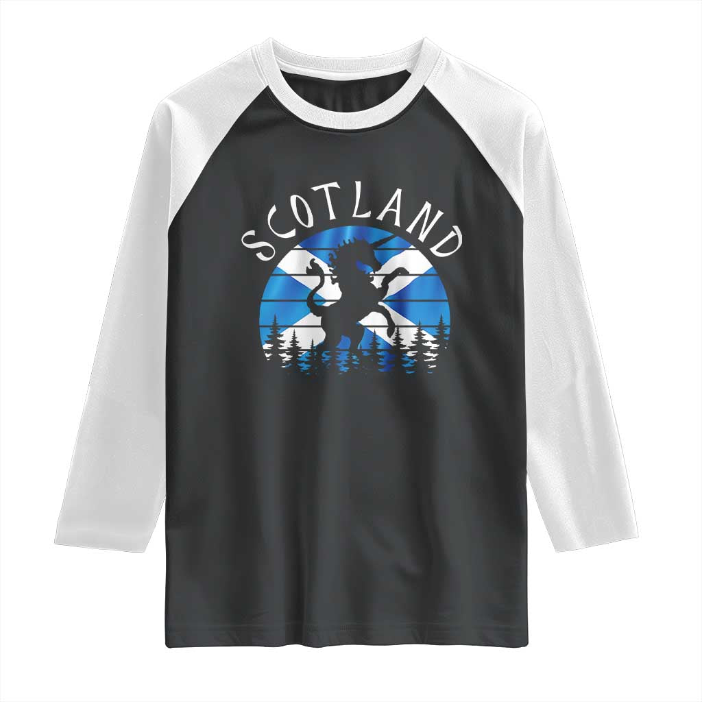 Funny Scotland Unicorn Scottish Flag Saltire Raglan Shirt