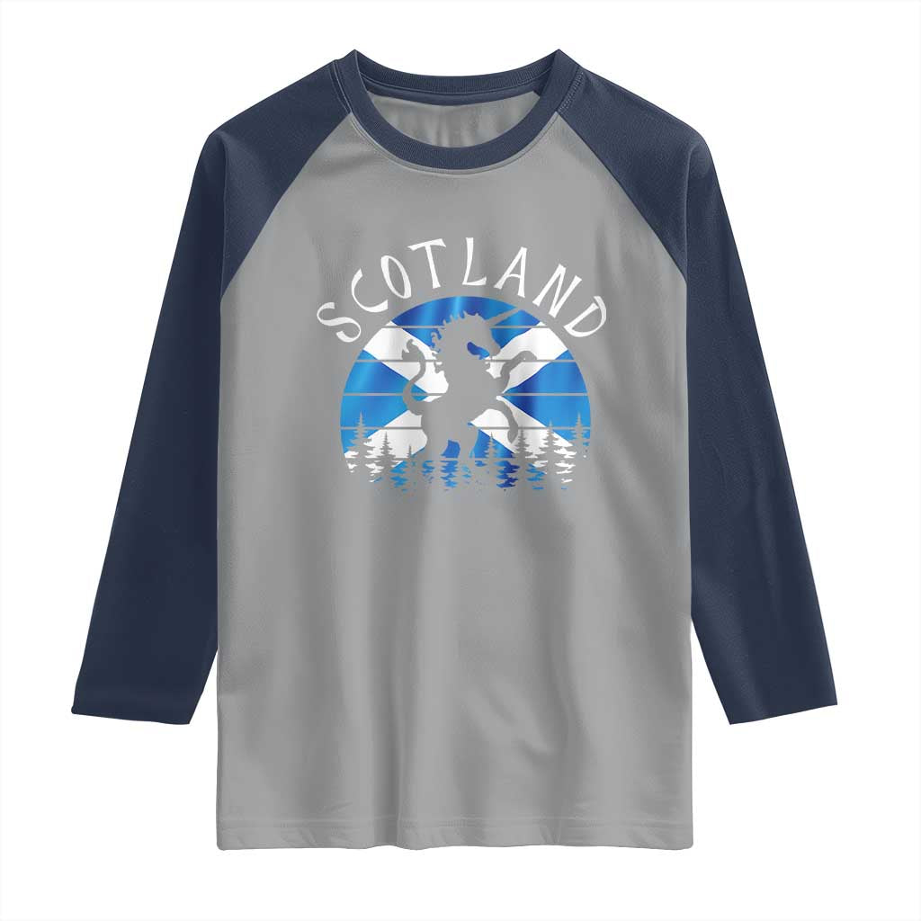 Funny Scotland Unicorn Scottish Flag Saltire Raglan Shirt