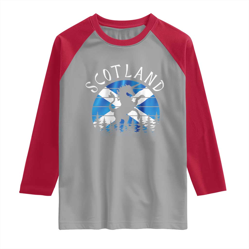 Funny Scotland Unicorn Scottish Flag Saltire Raglan Shirt