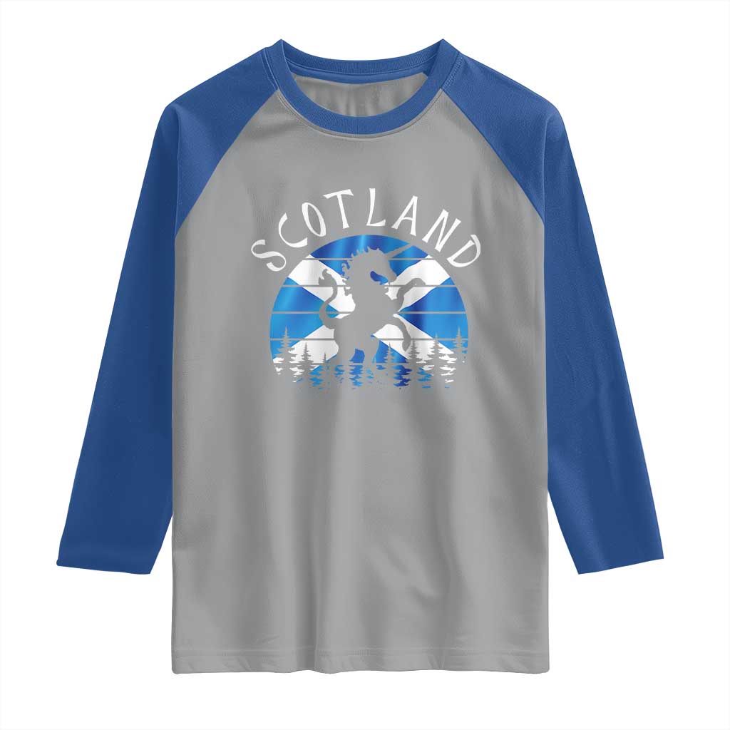 Funny Scotland Unicorn Scottish Flag Saltire Raglan Shirt