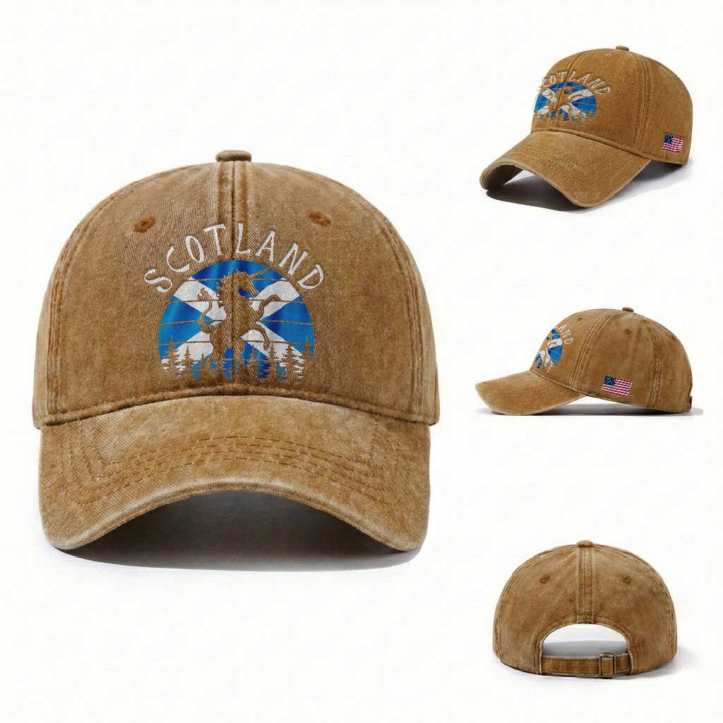 Funny Scotland Unicorn Scottish Flag Saltire Washed Cotton Baseball Cap