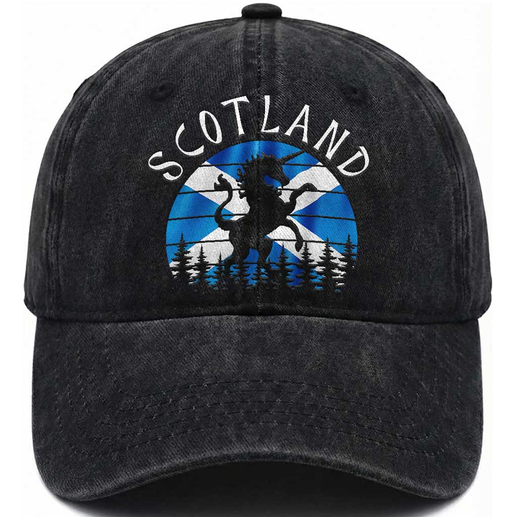 Funny Scotland Unicorn Scottish Flag Saltire Washed Cotton Baseball Cap