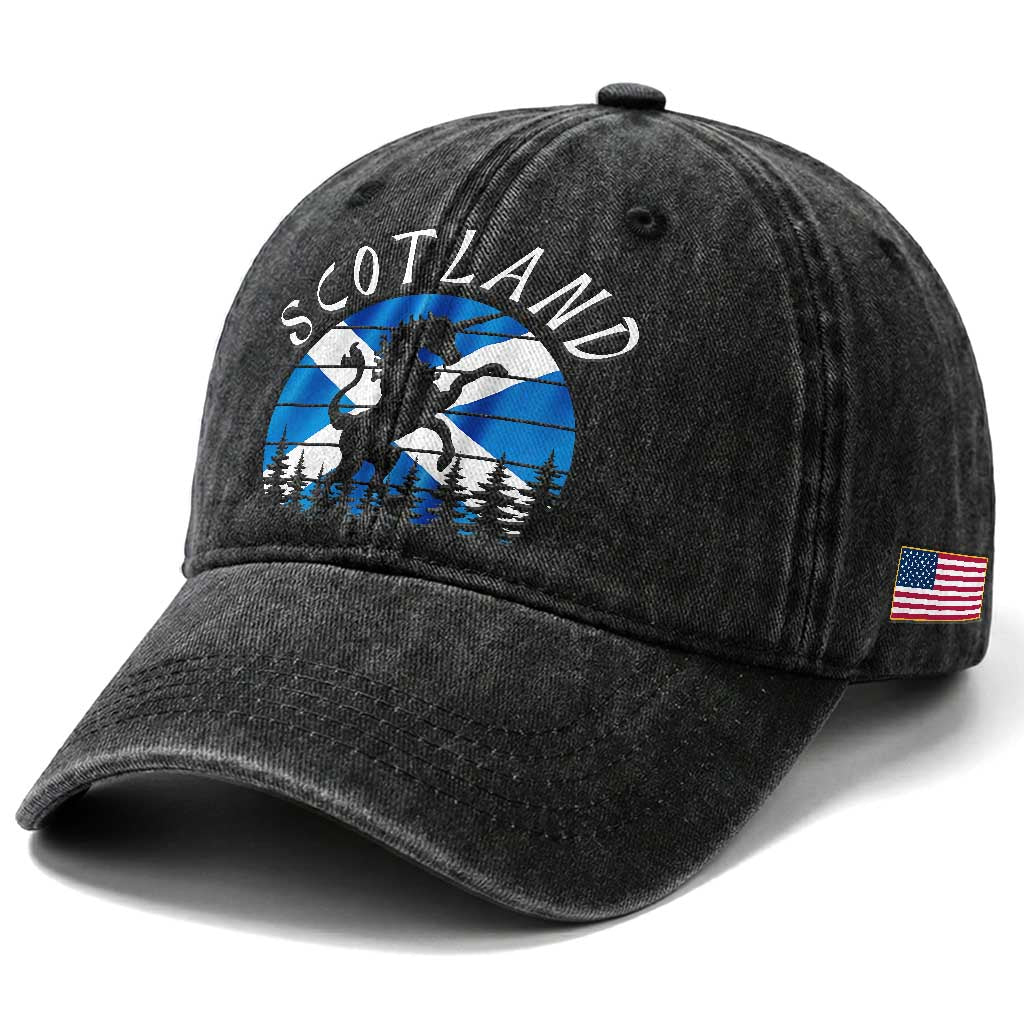 Funny Scotland Unicorn Scottish Flag Saltire Washed Cotton Baseball Cap