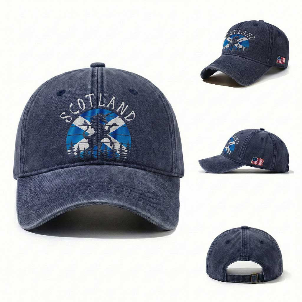 Funny Scotland Unicorn Scottish Flag Saltire Washed Cotton Baseball Cap