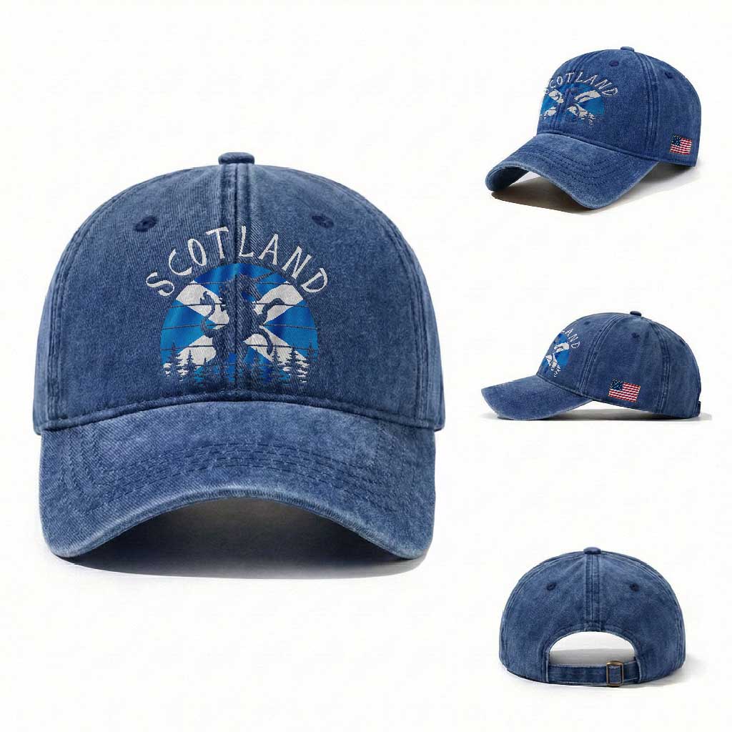 Funny Scotland Unicorn Scottish Flag Saltire Washed Cotton Baseball Cap