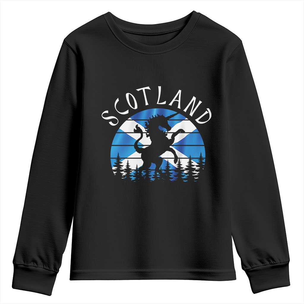 Funny Scotland Unicorn Scottish Flag Saltire Youth Sweatshirt