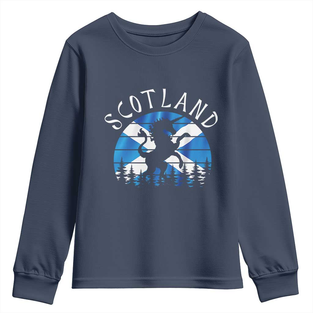 Funny Scotland Unicorn Scottish Flag Saltire Youth Sweatshirt
