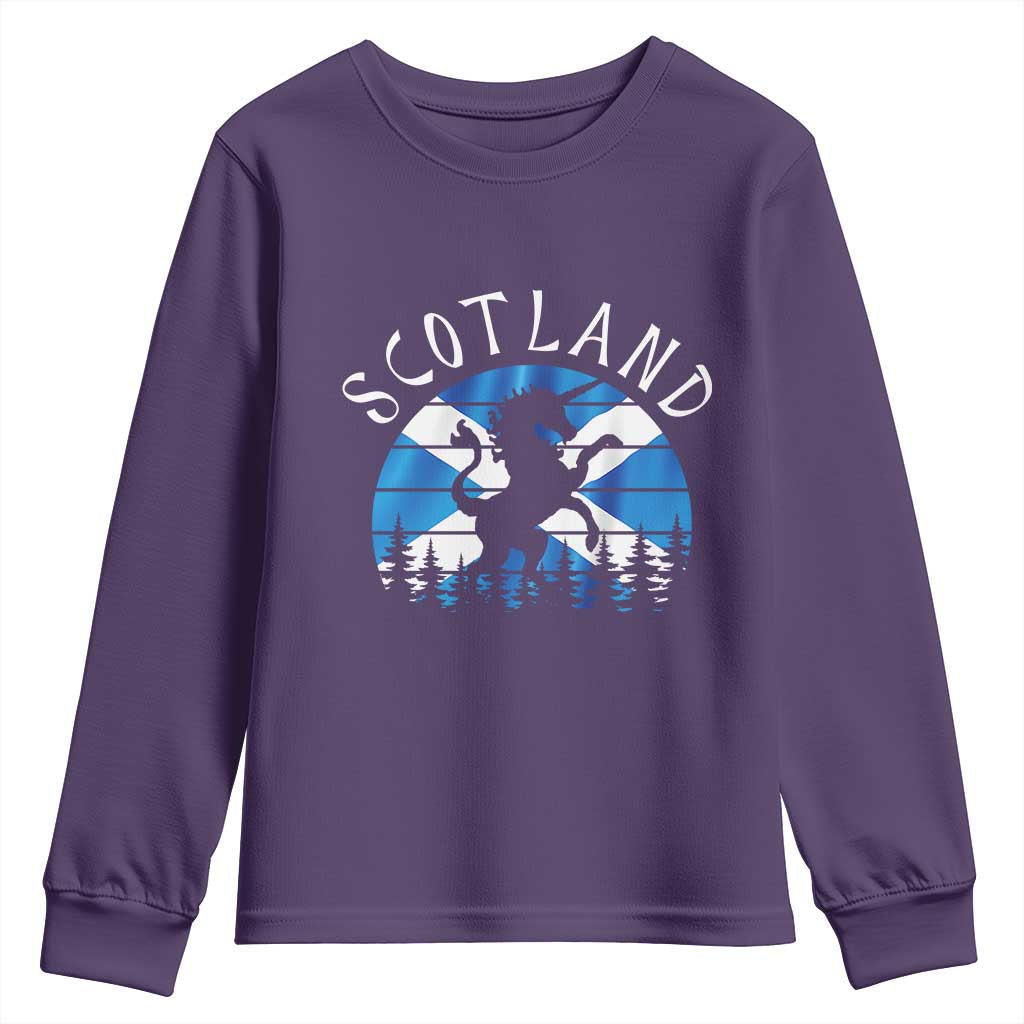 Funny Scotland Unicorn Scottish Flag Saltire Youth Sweatshirt
