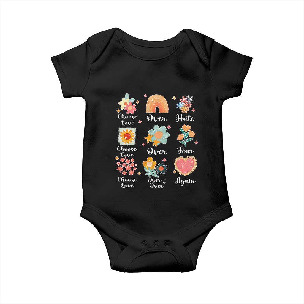 Choose Love Over Hate Fear Over And Over Again Baby Onesie Floral Inspirational Peace - Wonder Print Shop