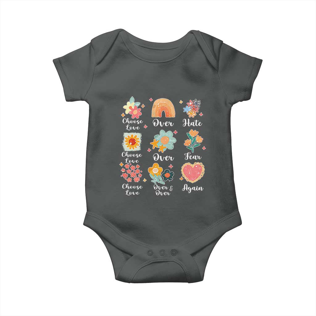 Choose Love Over Hate Fear Over And Over Again Baby Onesie Floral Inspirational Peace - Wonder Print Shop