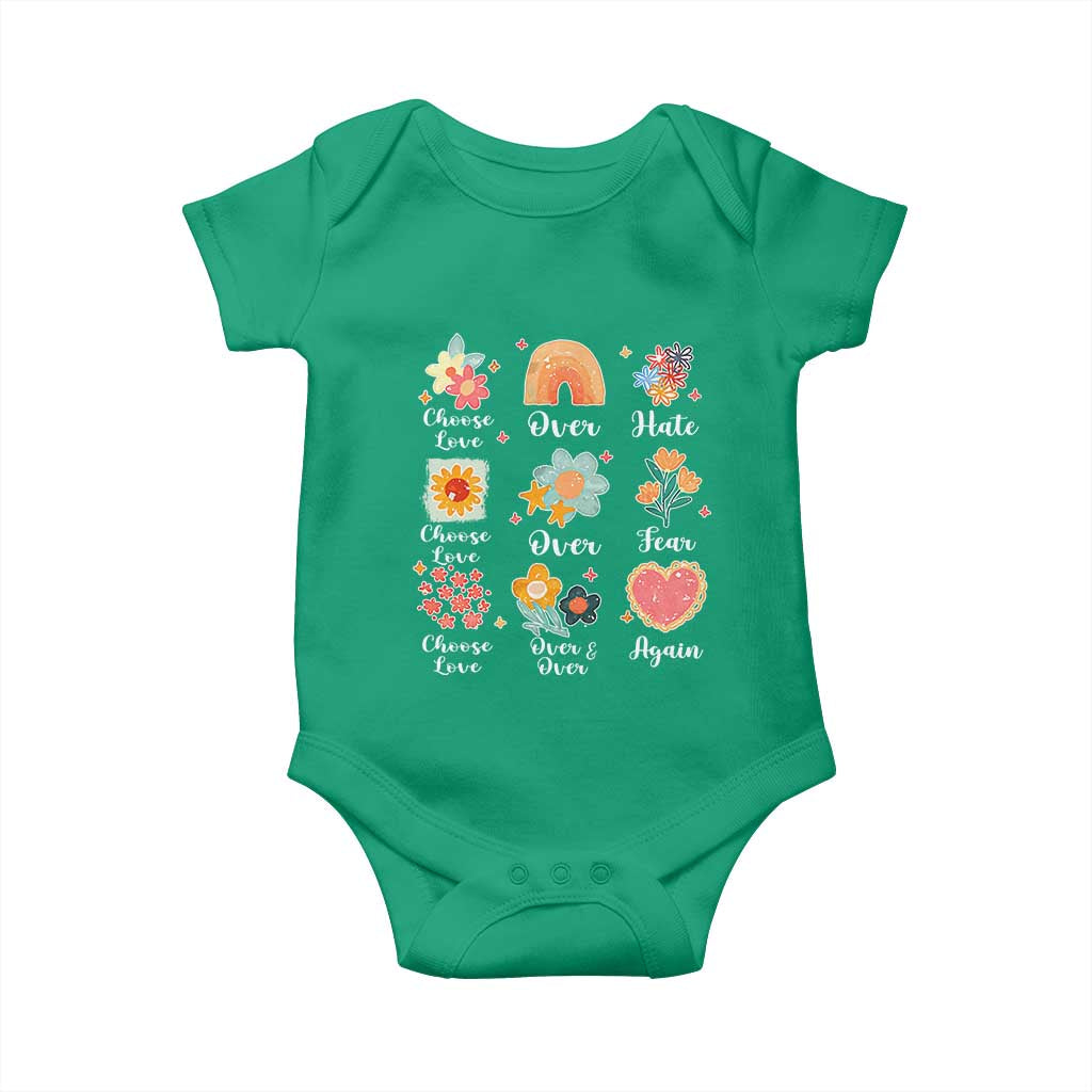 Choose Love Over Hate Fear Over And Over Again Baby Onesie Floral Inspirational Peace - Wonder Print Shop