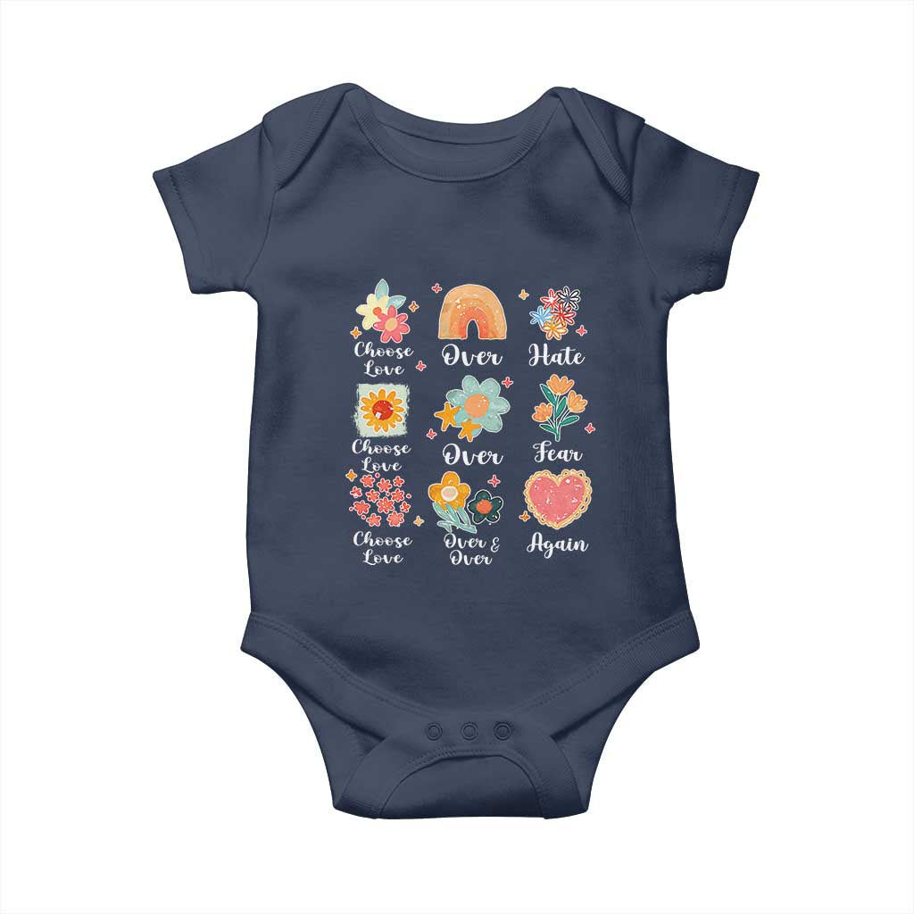 Choose Love Over Hate Fear Over And Over Again Baby Onesie Floral Inspirational Peace - Wonder Print Shop