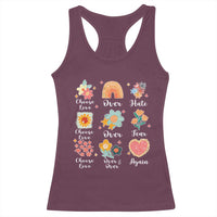 Choose Love Over Hate Fear Over And Over Again Racerback Tank Top Floral Inspirational Peace - Wonder Print Shop