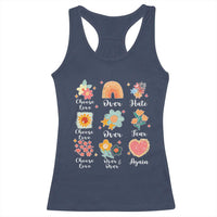 Choose Love Over Hate Fear Over And Over Again Racerback Tank Top Floral Inspirational Peace - Wonder Print Shop