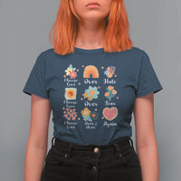 Choose Love Over Hate Fear Over And Over Again T Shirt For Women Floral Inspirational Peace - Wonder Print Shop