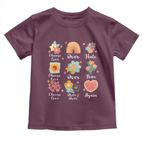 Choose Love Over Hate Fear Over And Over Again Toddler T Shirt Floral Inspirational Peace - Wonder Print Shop