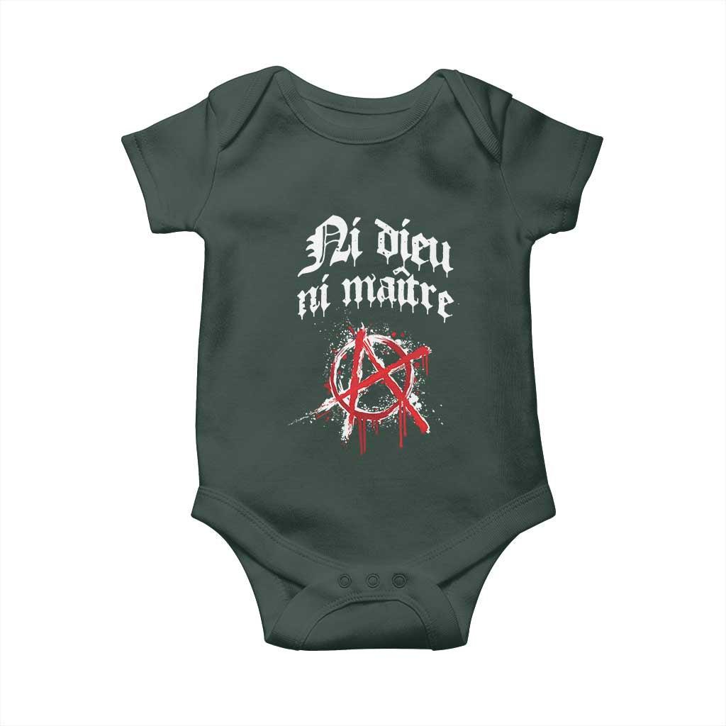 Ni Dieu Ni Matre No God No Masters Baby Onesie Anarchy Symbol
