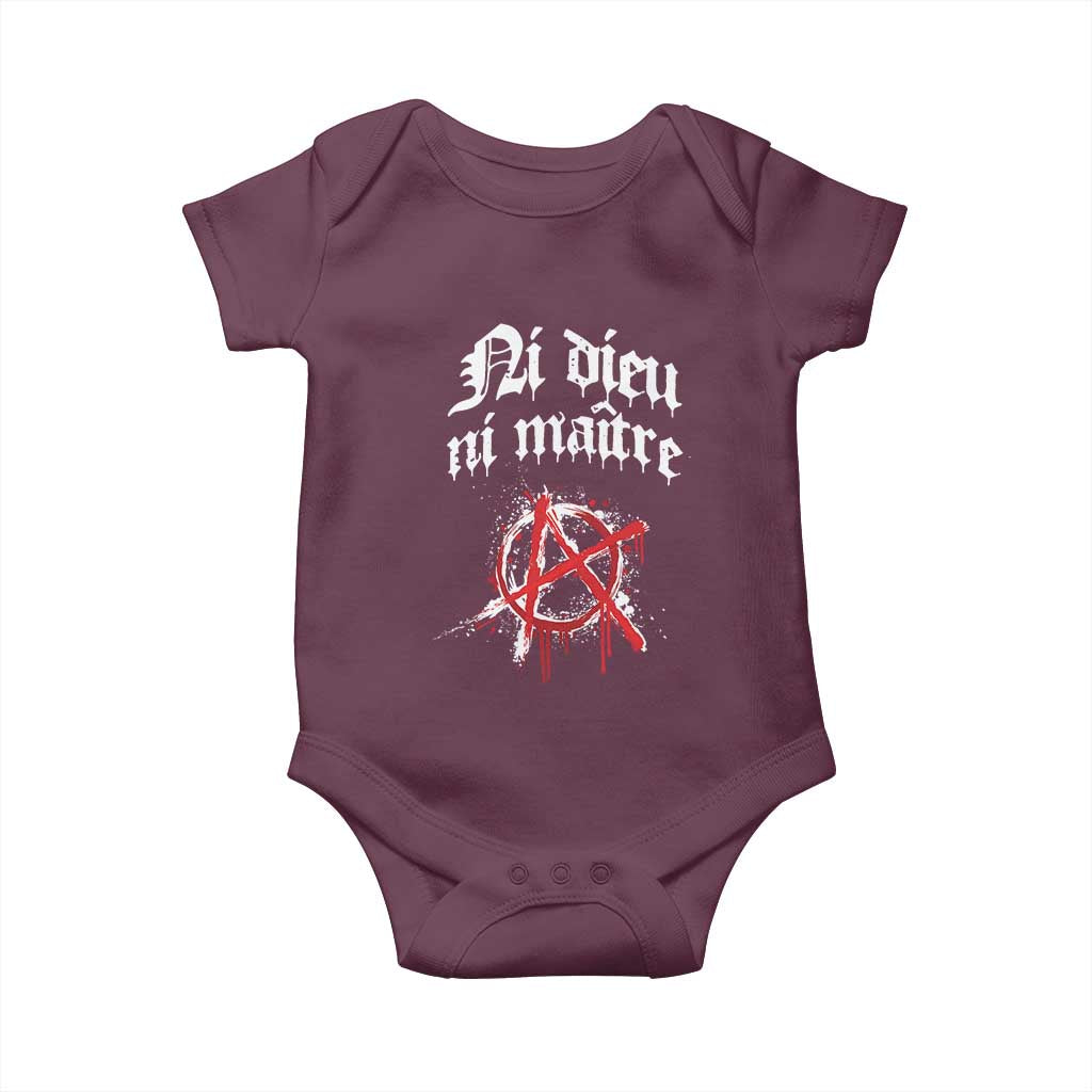 Ni Dieu Ni Matre No God No Masters Baby Onesie Anarchy Symbol