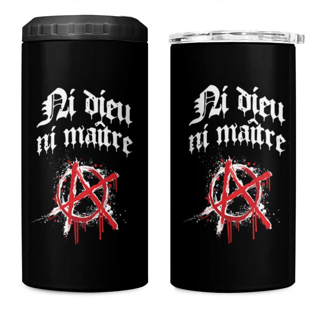 Ni Dieu Ni Matre No God No Masters 4 in 1 Can Cooler Tumbler Anarchy Symbol