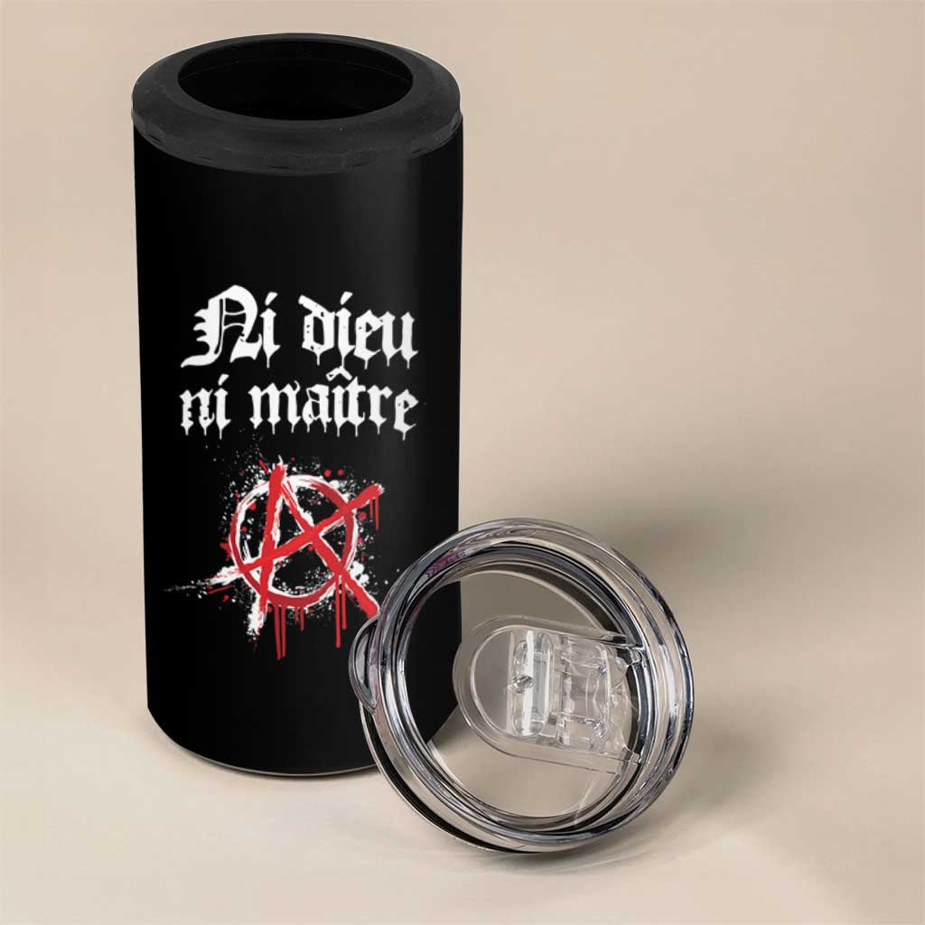 Ni Dieu Ni Matre No God No Masters 4 in 1 Can Cooler Tumbler Anarchy Symbol