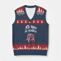 Ni Dieu Ni Maitre No God No Masters V-Neck Knit Sweater Vest Anarchy Symbol - Wonder Print Shop