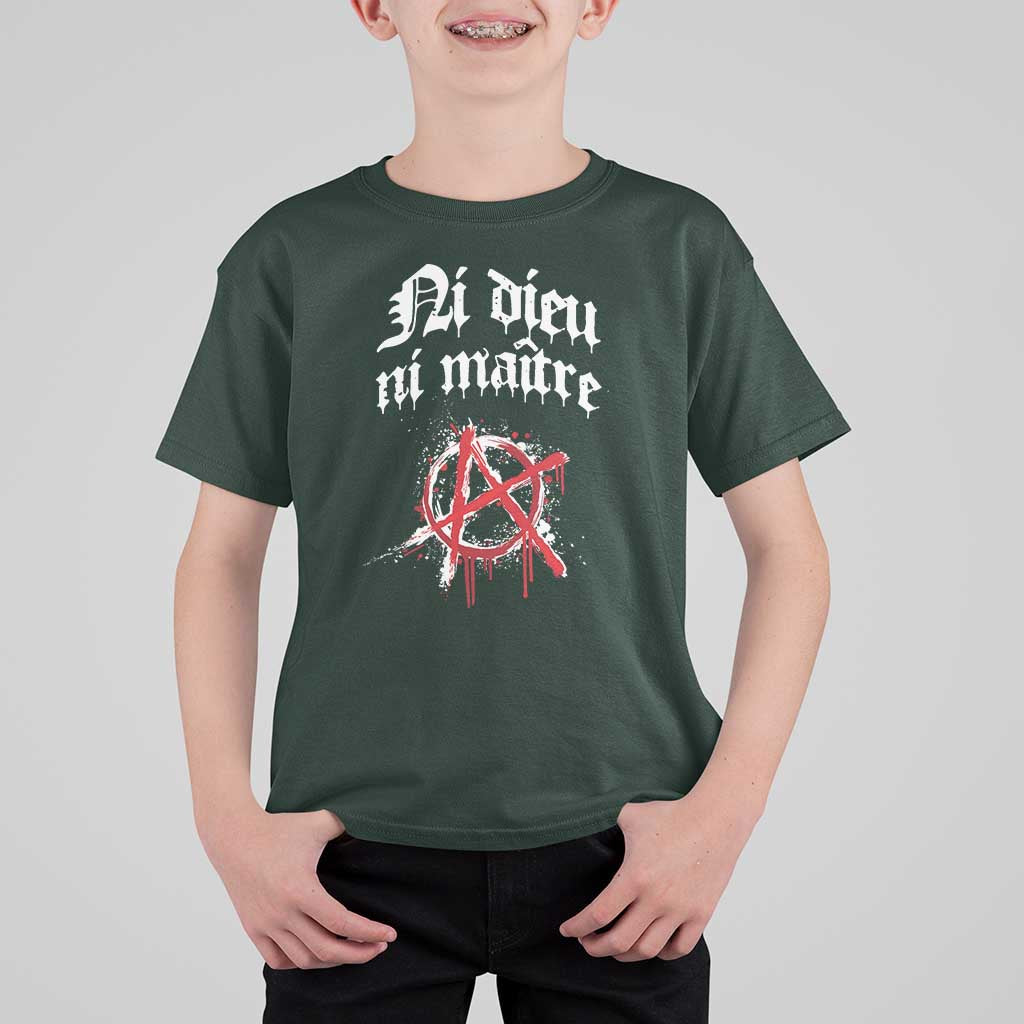 Ni Dieu Ni Matre No God No Masters T Shirt For Kid Anarchy Symbol