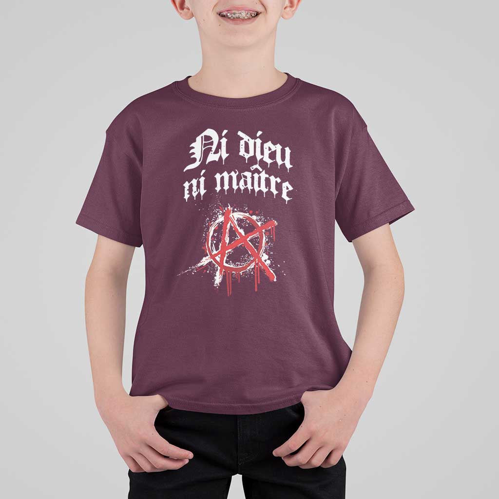 Ni Dieu Ni Matre No God No Masters T Shirt For Kid Anarchy Symbol