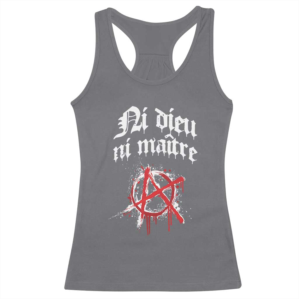 Ni Dieu Ni Matre No God No Masters Racerback Tank Top Anarchy Symbol