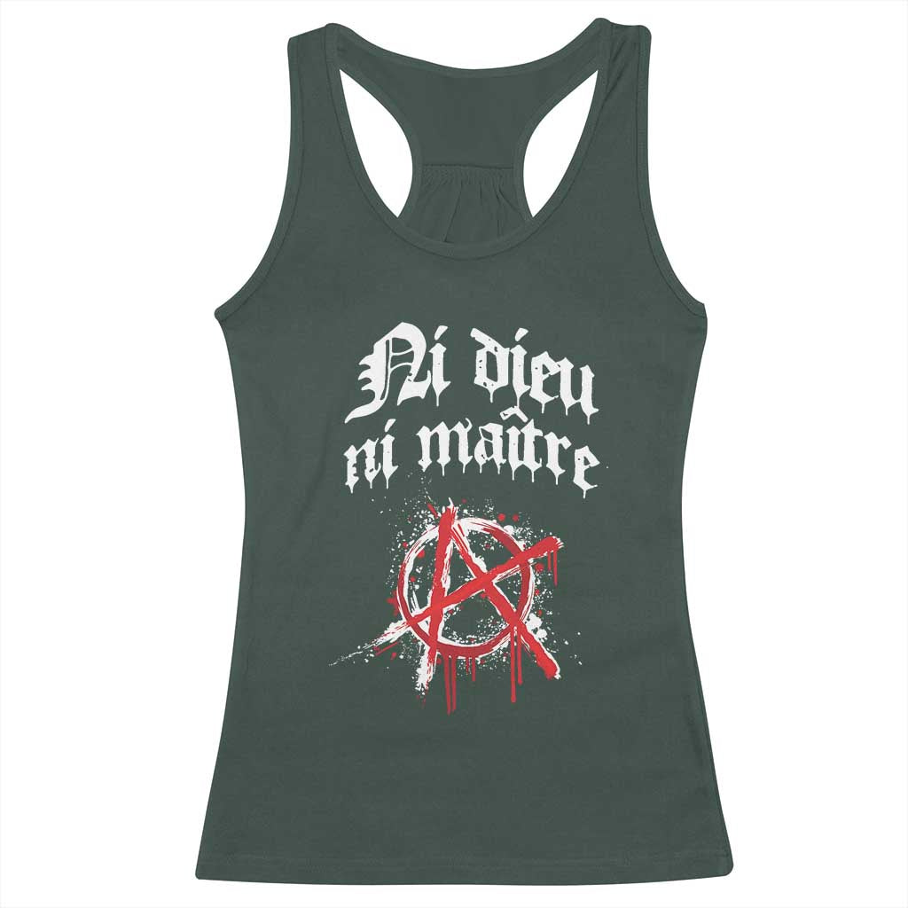 Ni Dieu Ni Matre No God No Masters Racerback Tank Top Anarchy Symbol