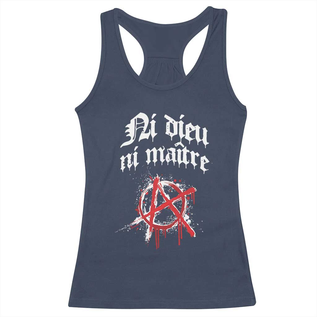 Ni Dieu Ni Matre No God No Masters Racerback Tank Top Anarchy Symbol