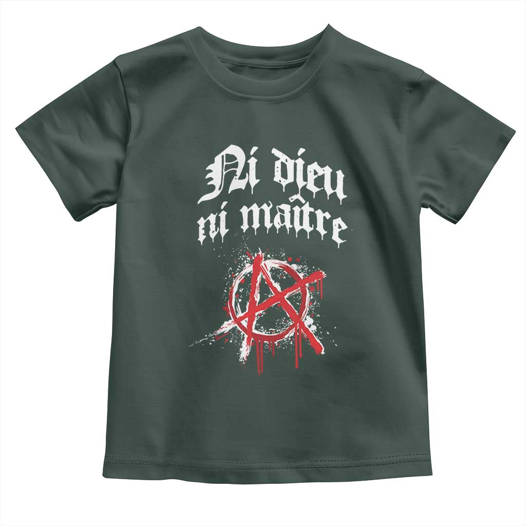Ni Dieu Ni Matre No God No Masters Toddler T Shirt Anarchy Symbol
