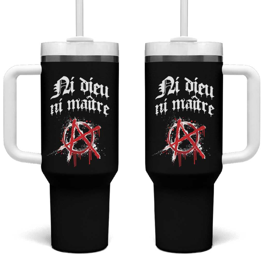 Ni Dieu Ni Matre No God No Masters Tumbler With Handle Anarchy Symbol