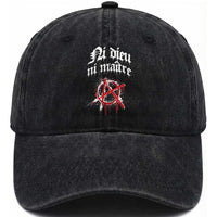 Ni Dieu Ni Maitre No God No Masters Washed Cotton Baseball Cap Anarchy Symbol