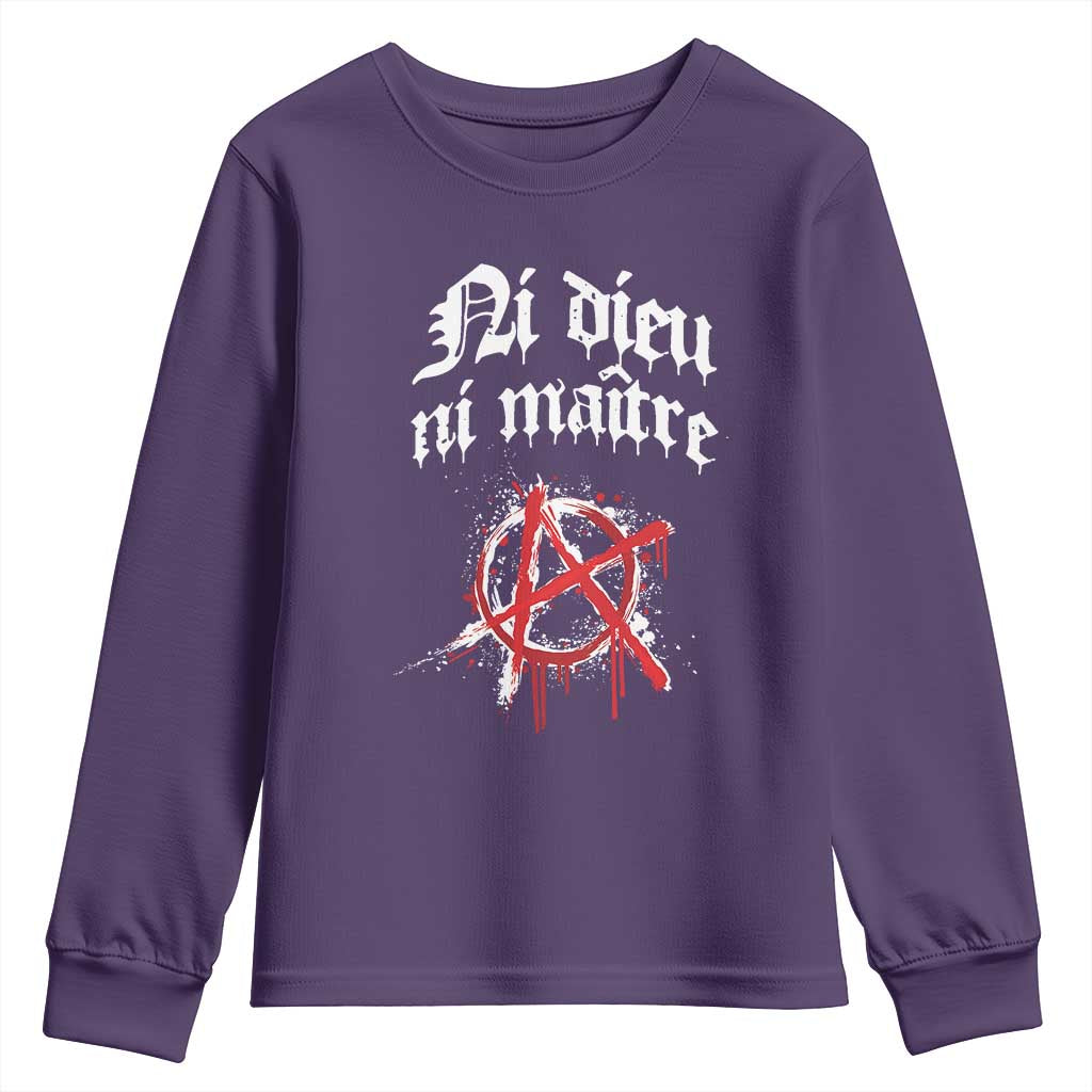 Ni Dieu Ni Matre No God No Masters Youth Sweatshirt Anarchy Symbol