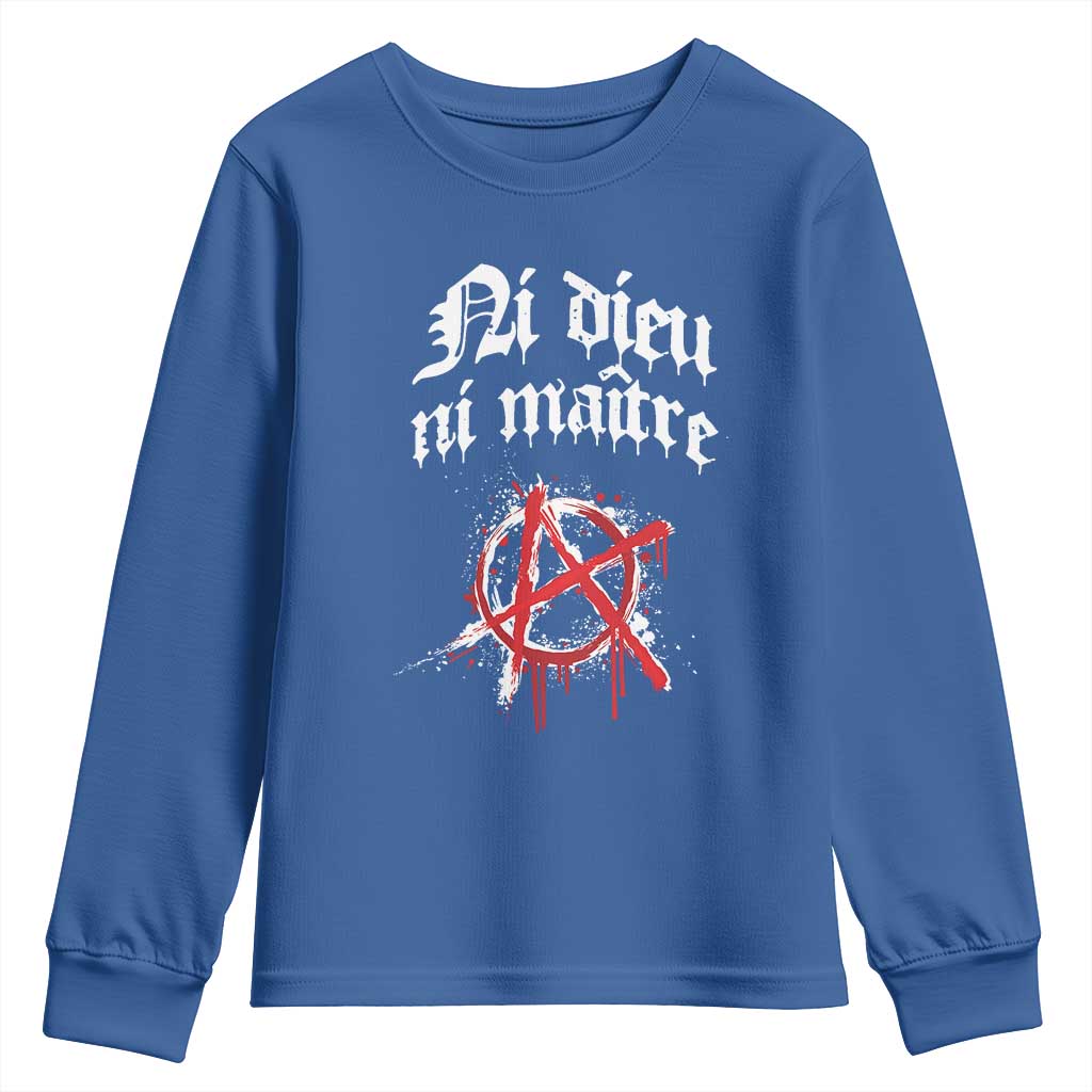 Ni Dieu Ni Matre No God No Masters Youth Sweatshirt Anarchy Symbol