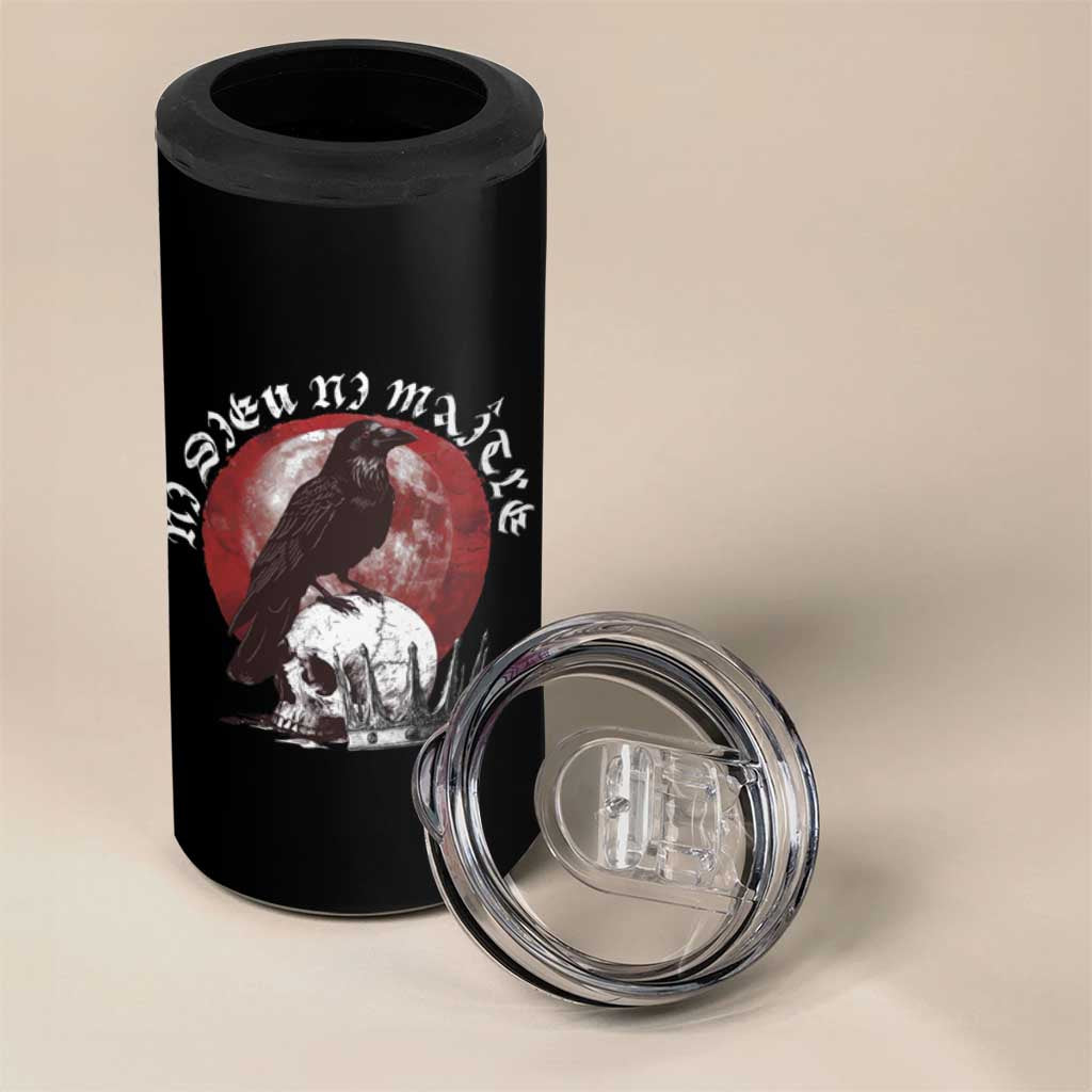 Ni Dieu Ni Matre No God No Masters 4 in 1 Can Cooler Tumbler Raven Skull