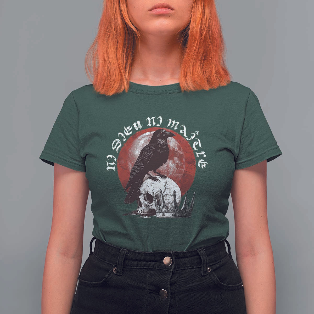 Ni Dieu Ni Matre No God No Masters T Shirt For Women Raven Skull