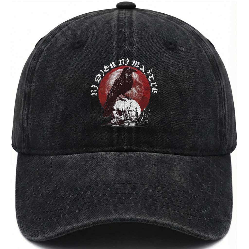 Ni Dieu Ni Maitre No God No Masters Washed Cotton Baseball Cap Raven Skull