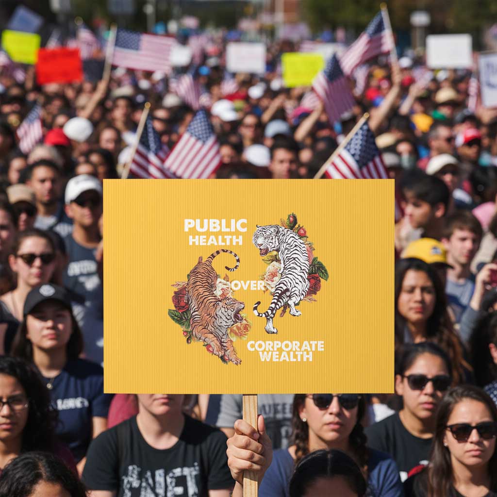 Public Health Over Corporate Wealth Protest Sign Social Justice Tiger - Wonder Print Shop
